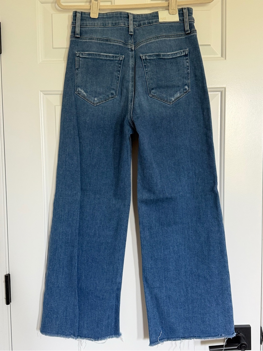 PAIGE Anessa Blue Wide-Leg Raw Hem Jeans - Picture 2 of 4